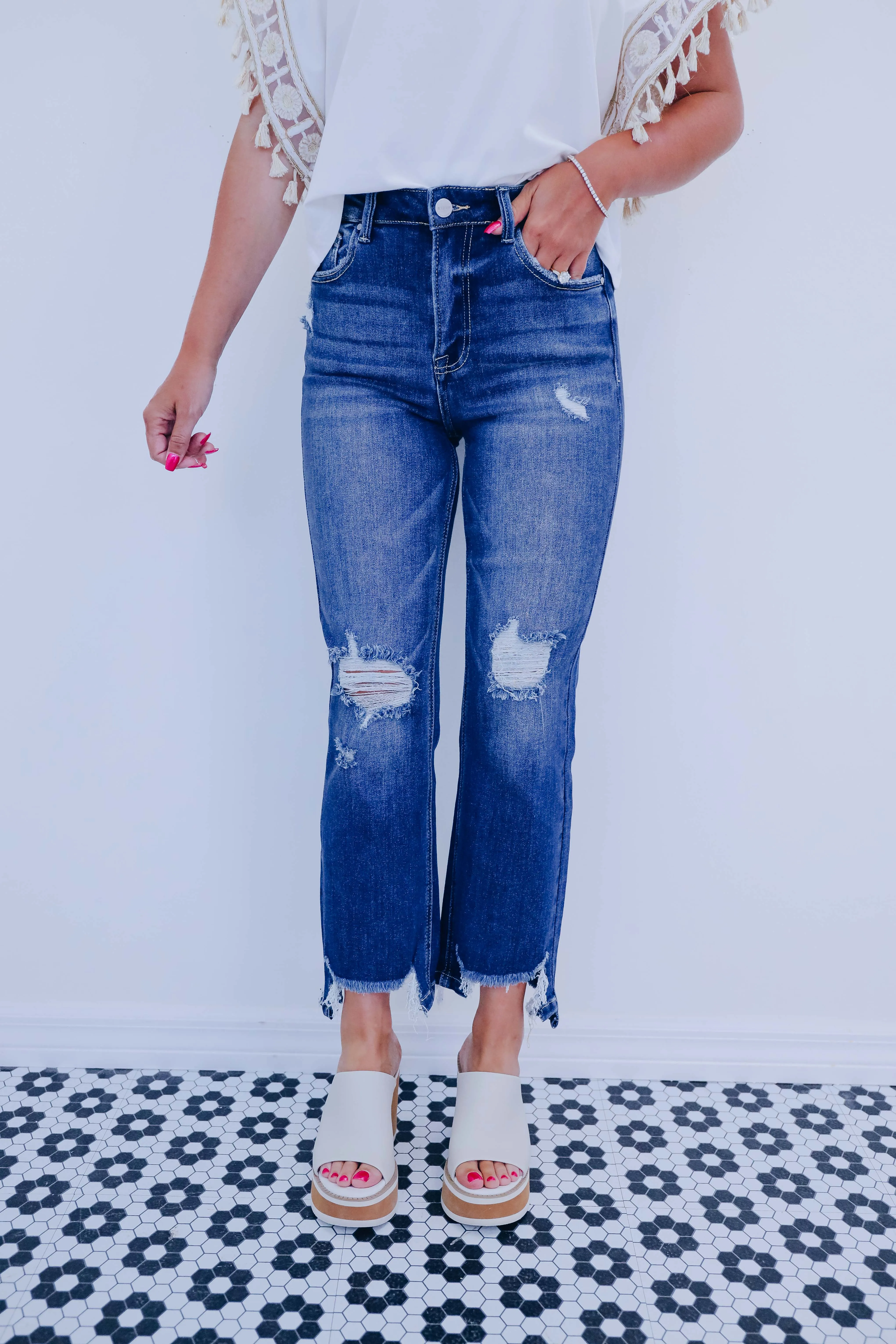 DeSoto Distressed Step Hem Jeans