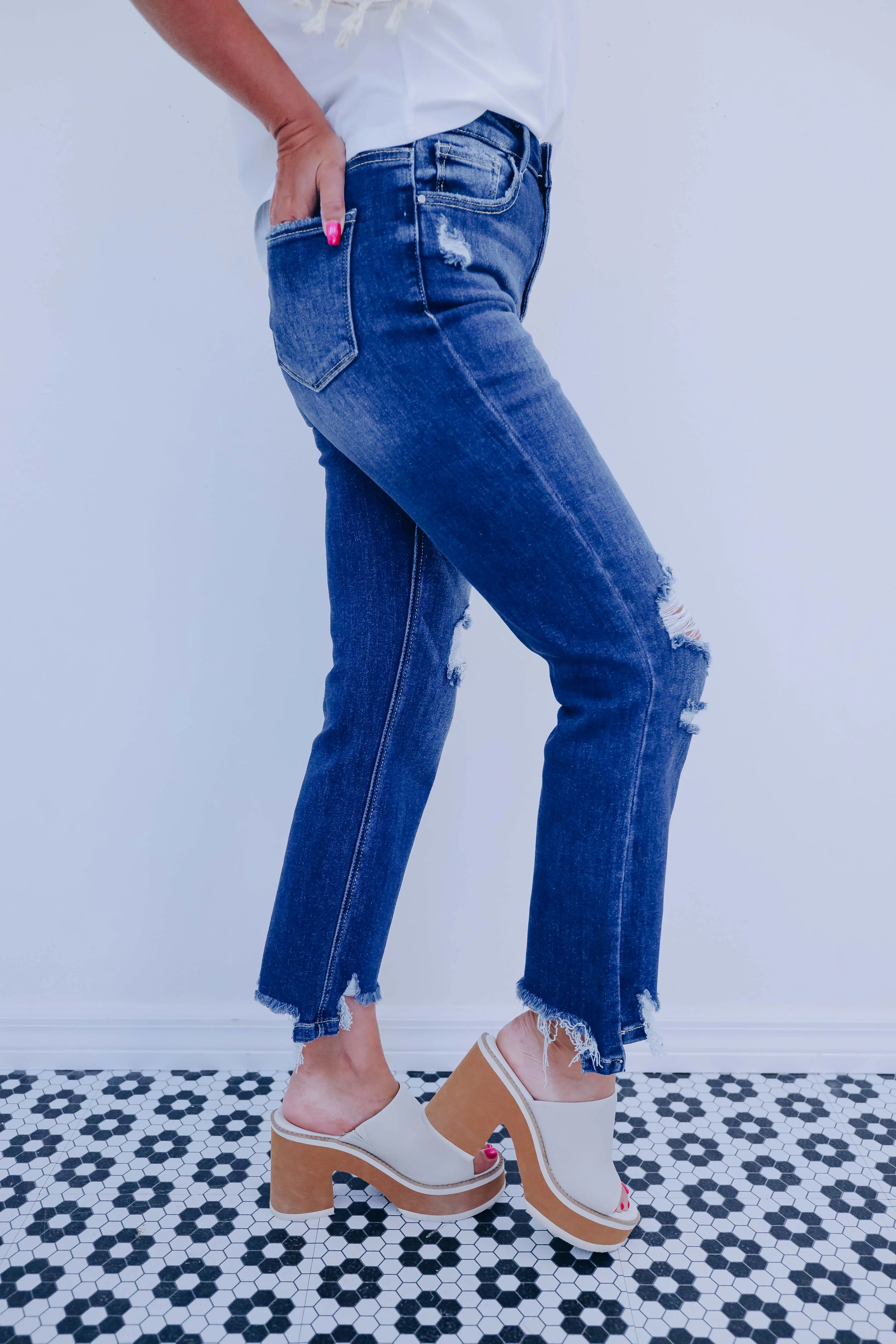 DeSoto Distressed Step Hem Jeans