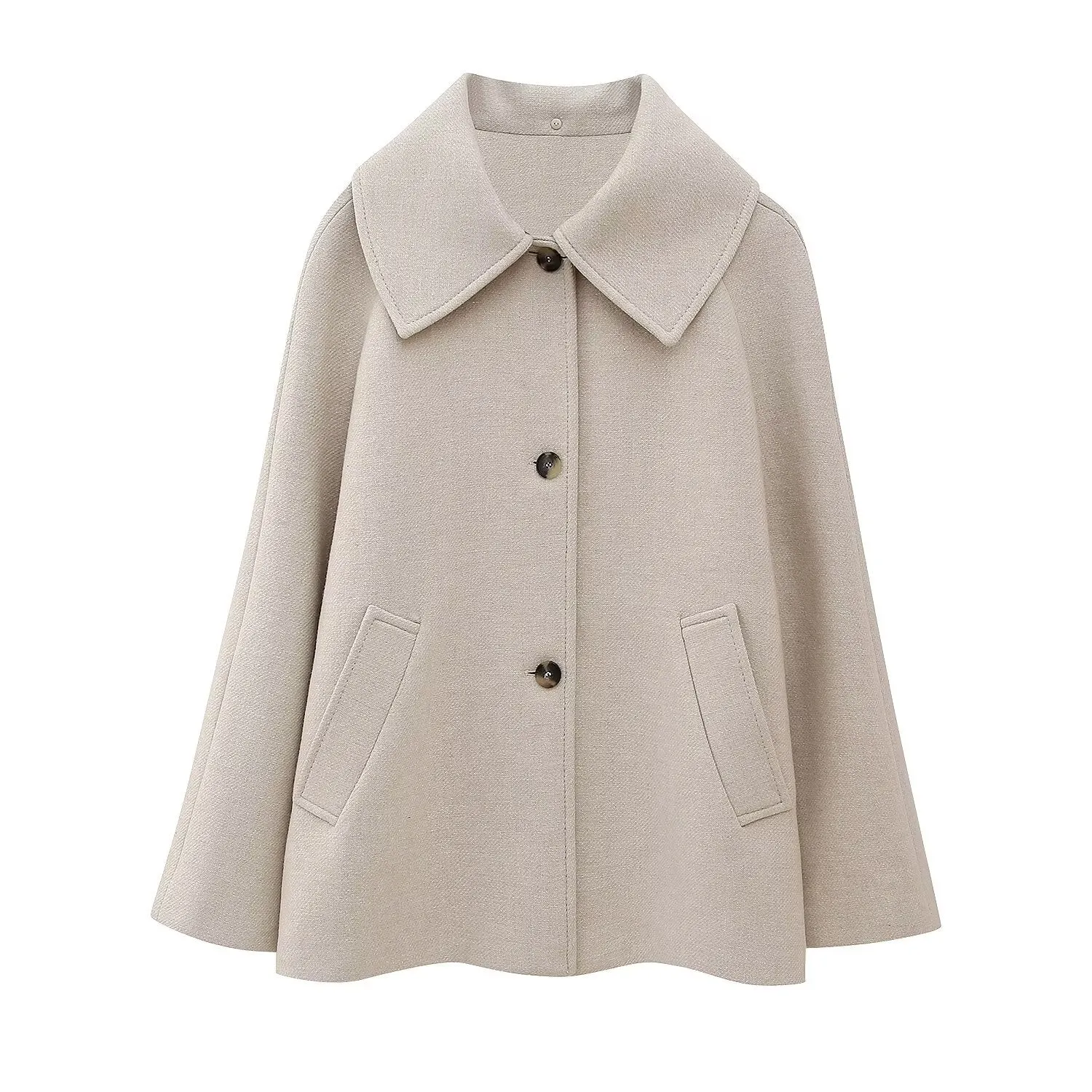Detachable Fur Collar Long Sleeve Coat