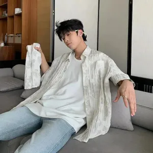 Detachable Sleeve Flower Button-Down Shirt
