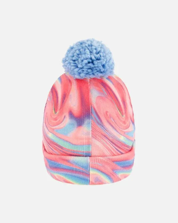Deux par Deux - Knit Hat Pink And Air Blue Marble