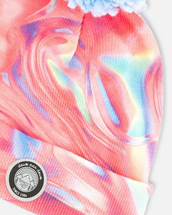 Deux par Deux - Knit Hat Pink And Air Blue Marble