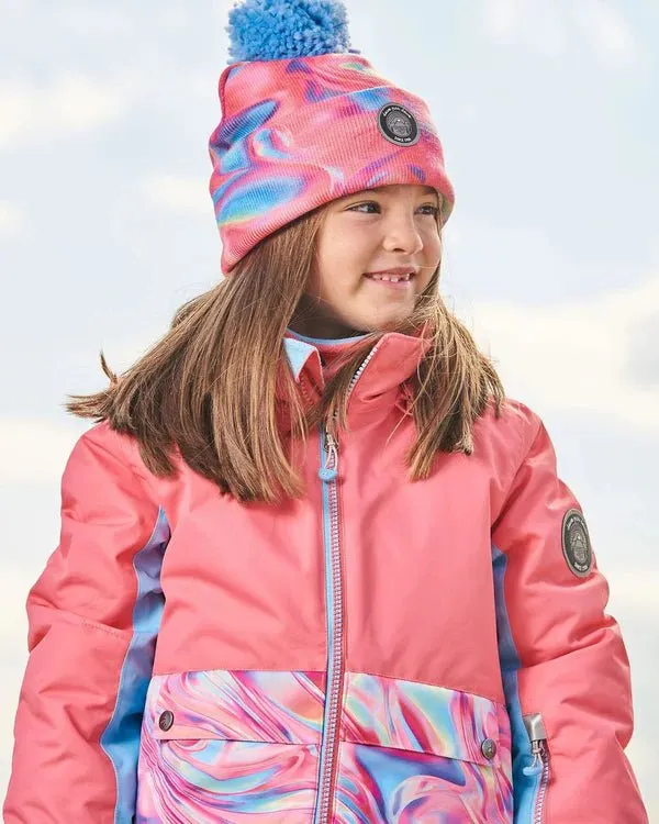 Deux par Deux - Knit Hat Pink And Air Blue Marble