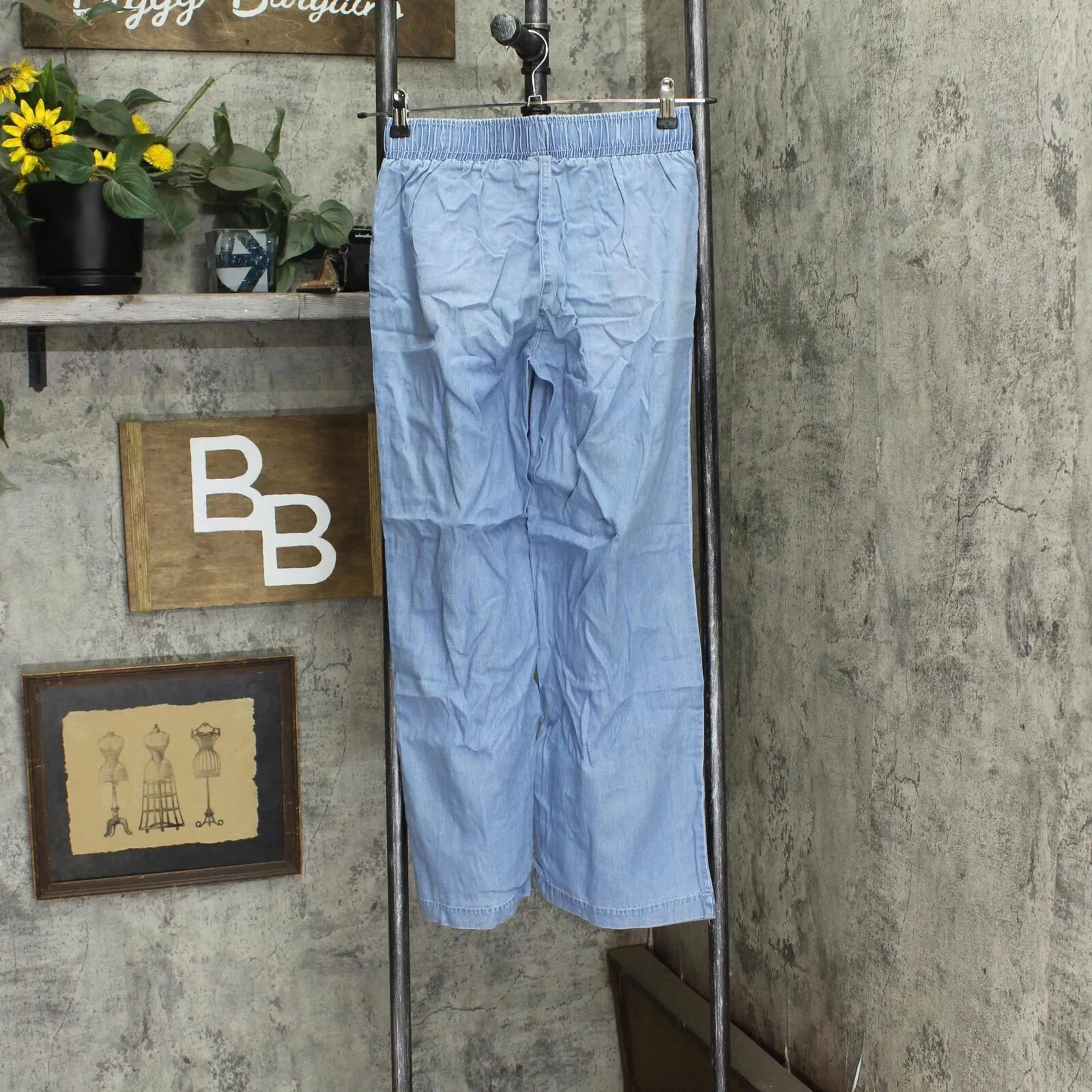 DG2 Womens Softcell Denim Wide Leg Pants 720895 Blue PXS