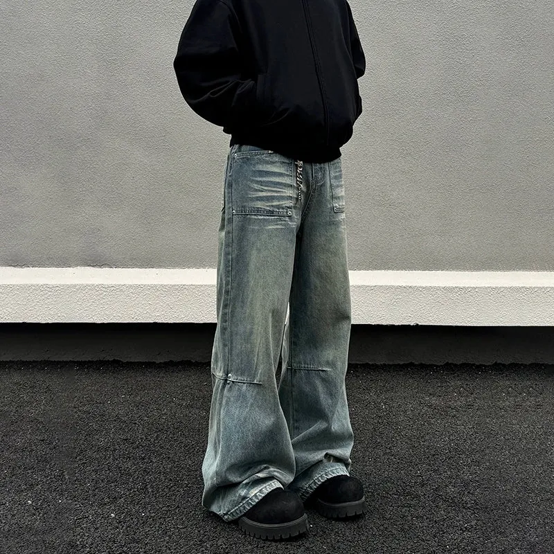 Distressed Wide-Leg Jeans