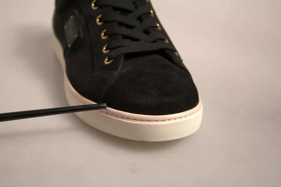 Dolce&Gabbana Men Black Sneakers Suede Leather Athletic Flat Trainer Shoes EU 39
