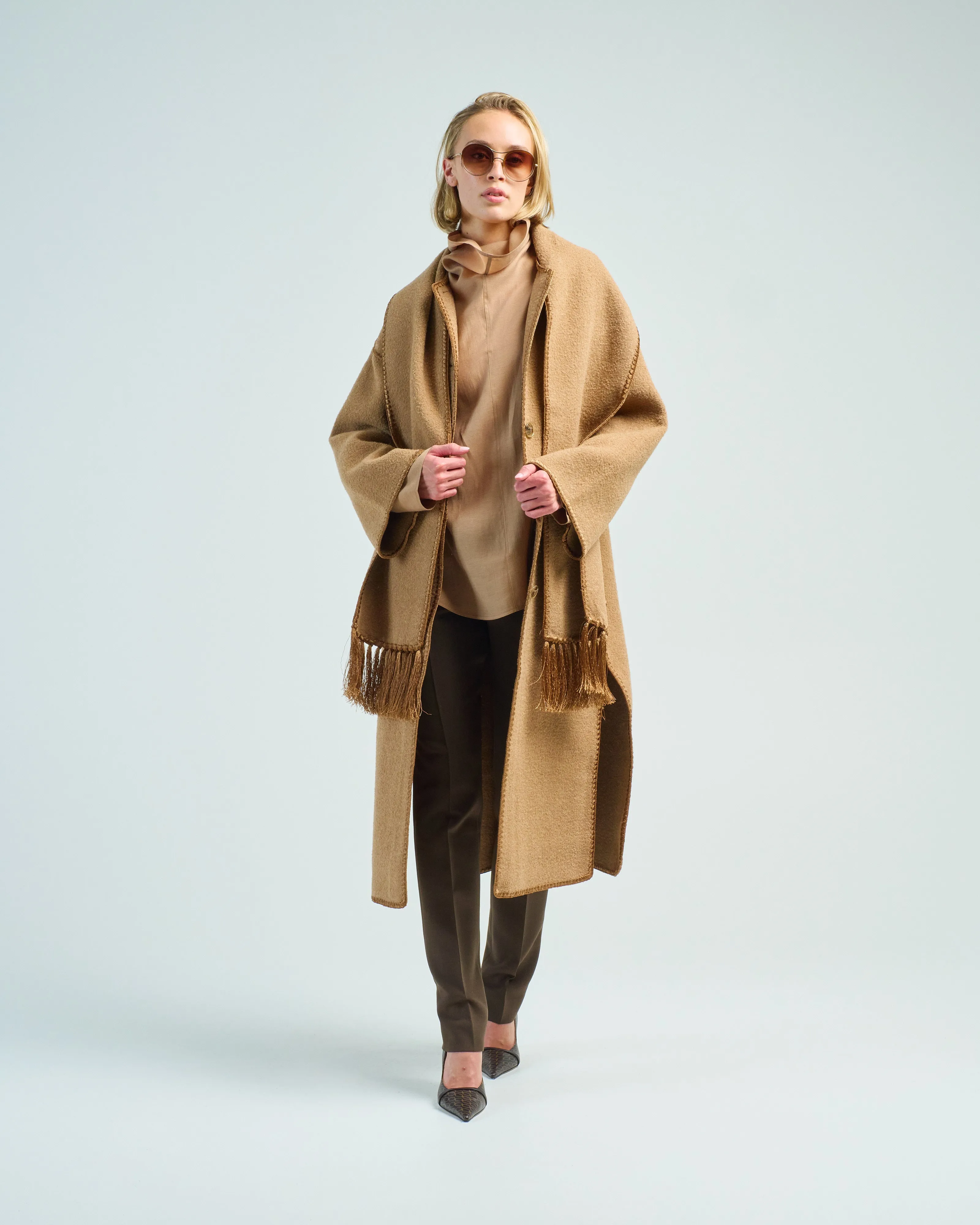 embroidered scarf coat