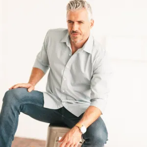 Essential Spread Collar Casual Shirt - Cloud Blue Stretch Cotton Poplin
