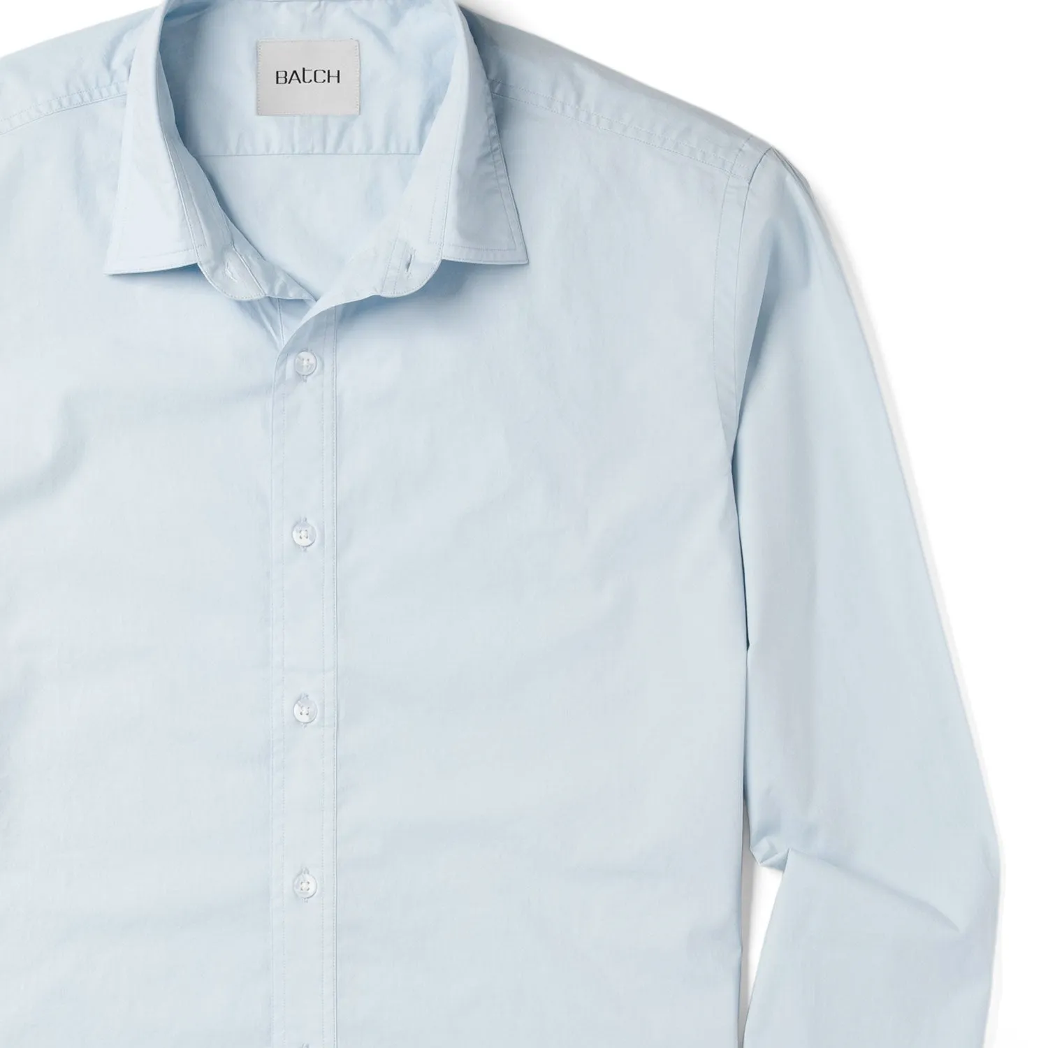 Essential Spread Collar Casual Shirt - Cloud Blue Stretch Cotton Poplin