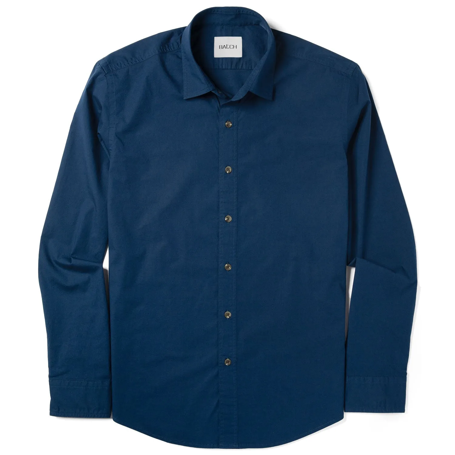 Essential Spread Collar Casual Shirt - Cobalt Blue Stretch Cotton Poplin
