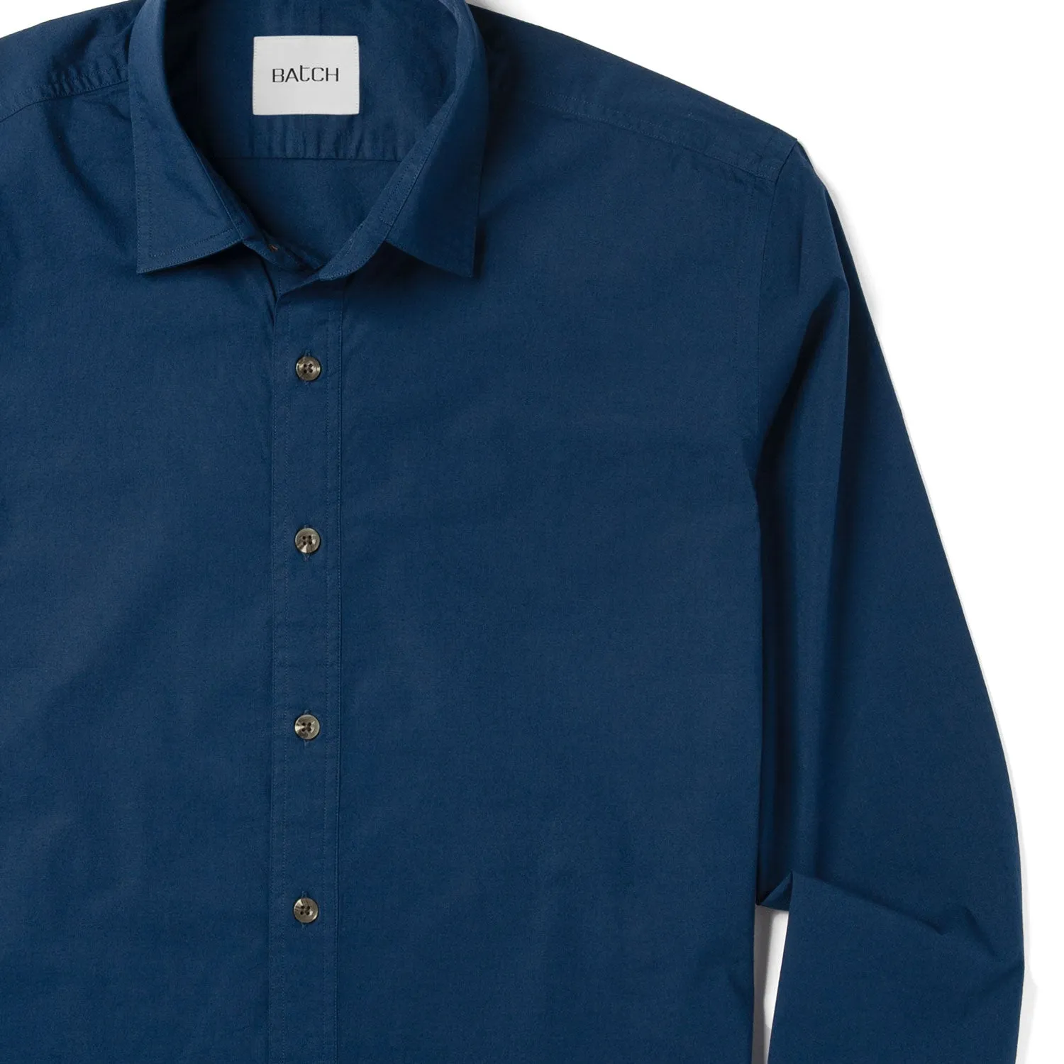 Essential Spread Collar Casual Shirt - Cobalt Blue Stretch Cotton Poplin