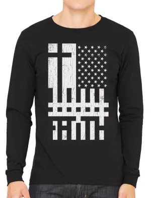 Faith Cross American Flag Men's Long Sleeve T-shirt