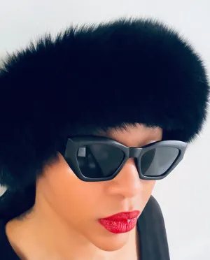 Fallon Aurielle Fox Fur Headband (Black)