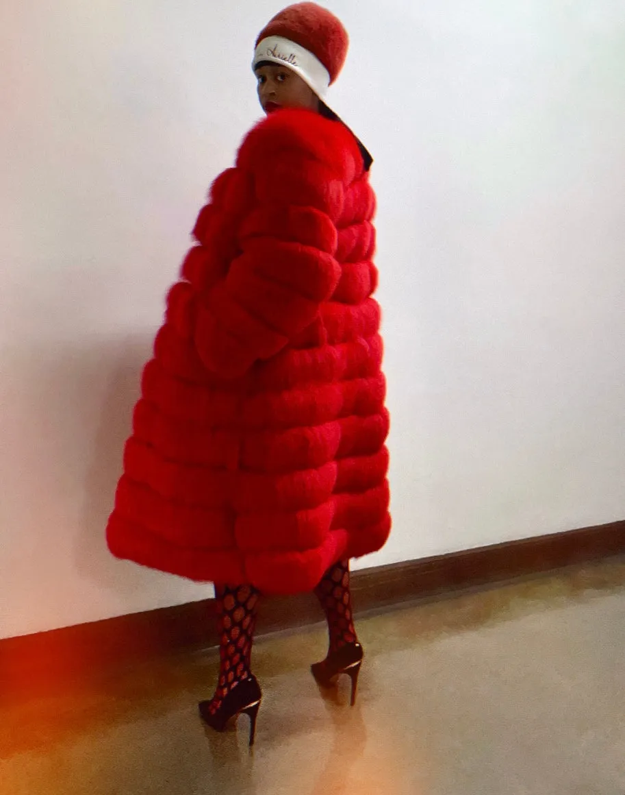 Fallon Aurielle Mink Fur Hat (Red)
