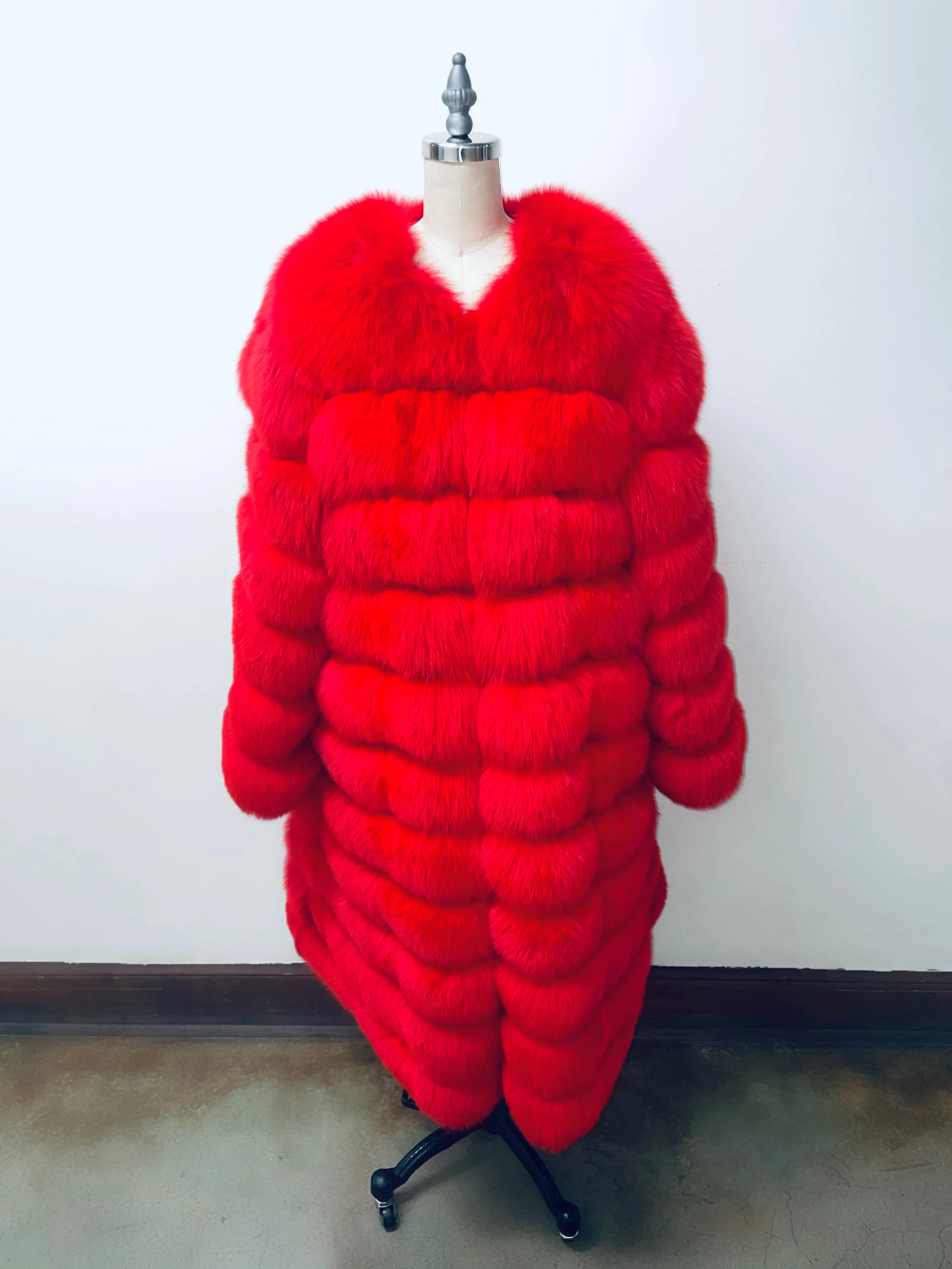 Fallon Aurielle Red Fox Fur Horizontal Coat (Red)