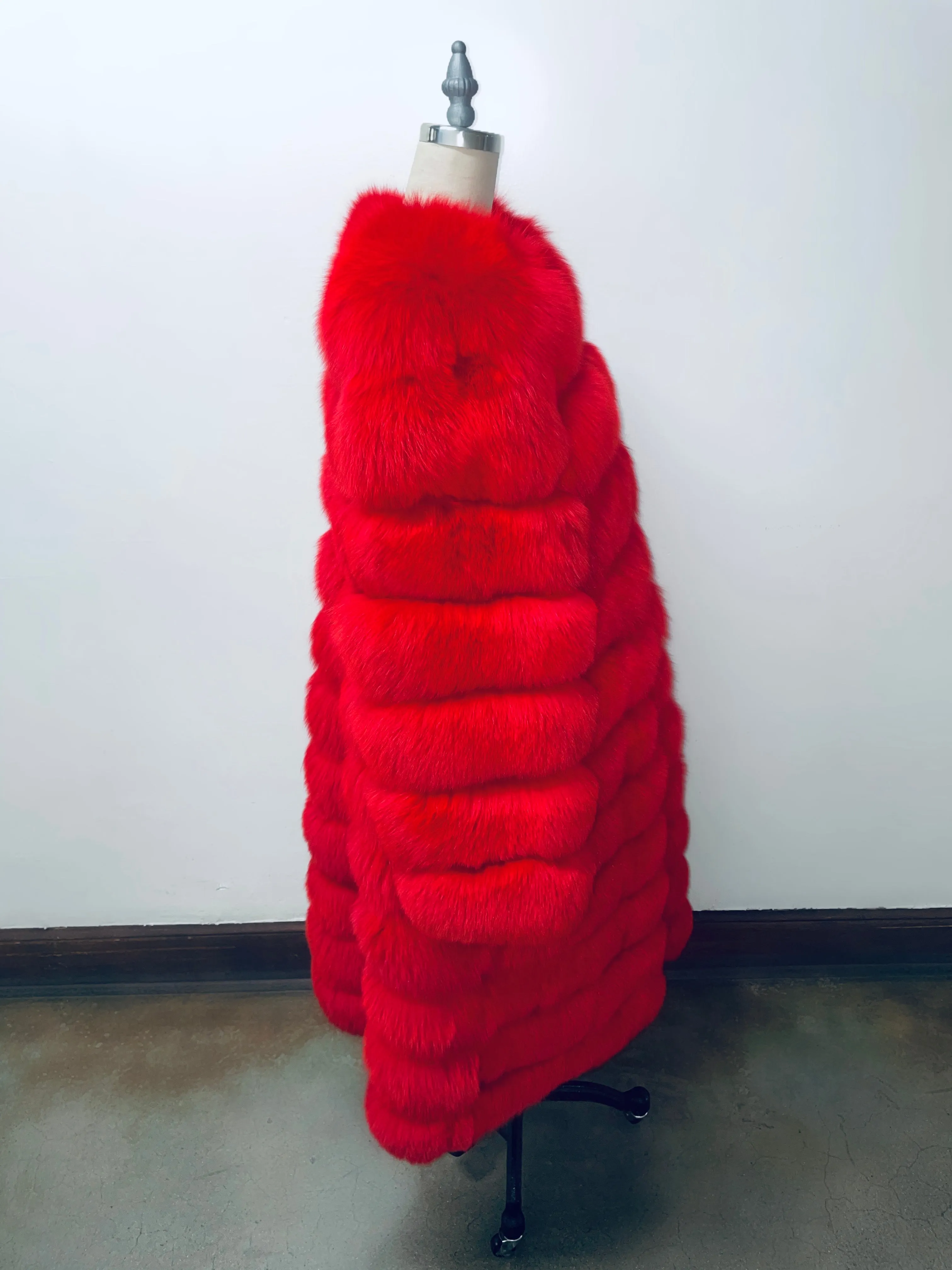 Fallon Aurielle Red Fox Fur Horizontal Coat (Red)