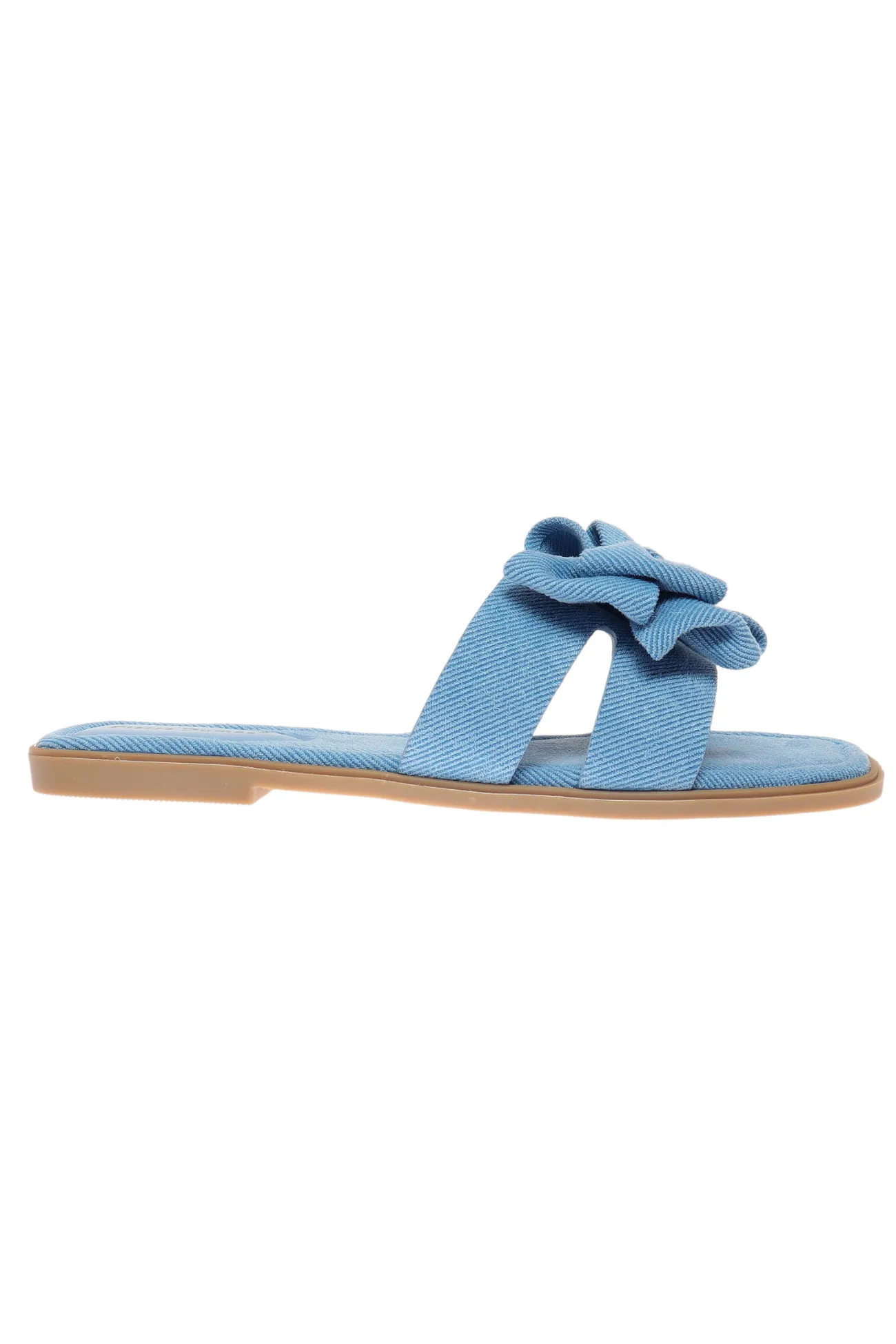 Fancy Folds Bow Blue Denim Sandals