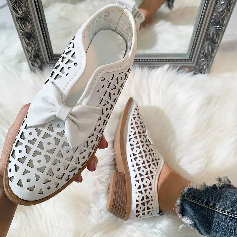 Fashion Pointed Toe Bow Hollow Out Shoes