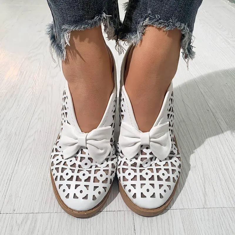 Fashion Pointed Toe Bow Hollow Out Shoes