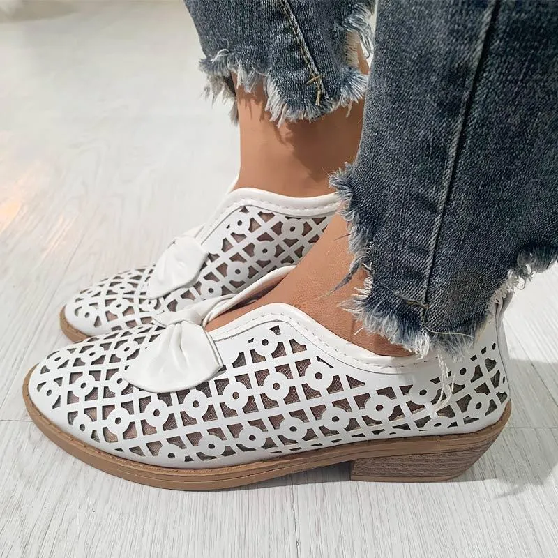 Fashion Pointed Toe Bow Hollow Out Shoes
