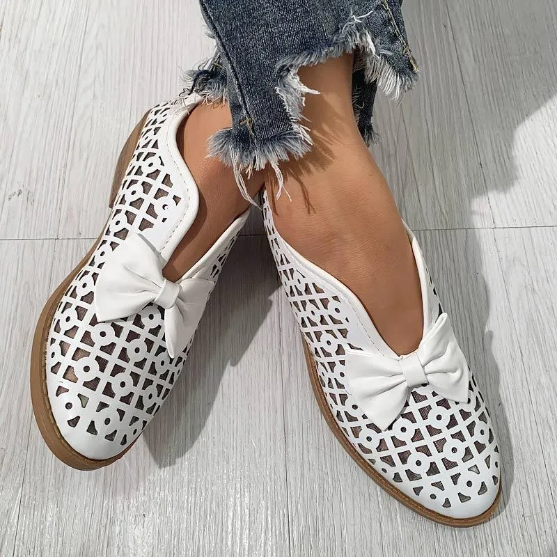 Fashion Pointed Toe Bow Hollow Out Shoes