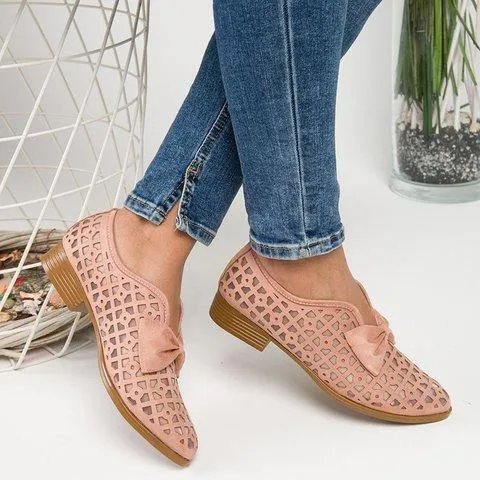 Fashion Pointed Toe Bow Hollow Out Shoes