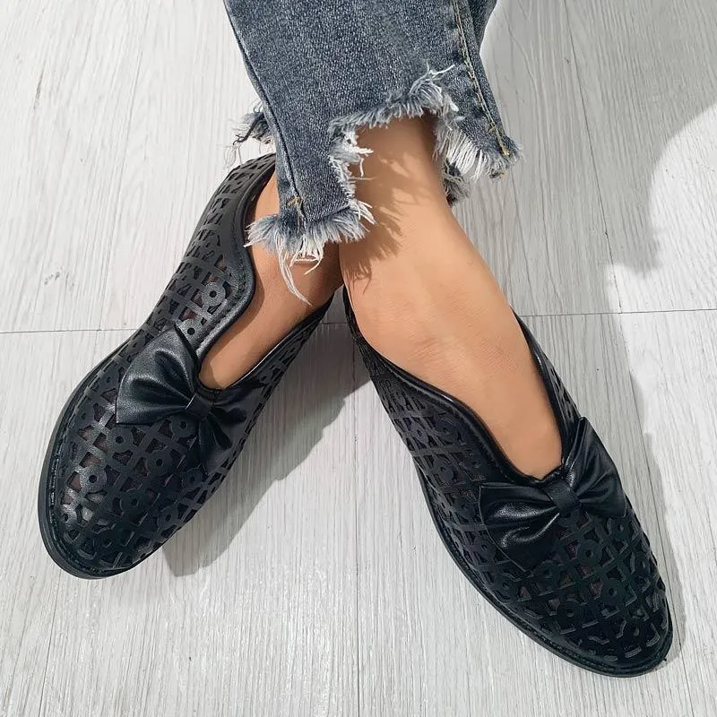 Fashion Pointed Toe Bow Hollow Out Shoes