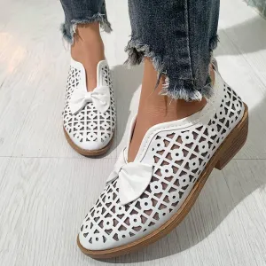 Fashion Pointed Toe Bow Hollow Out Shoes