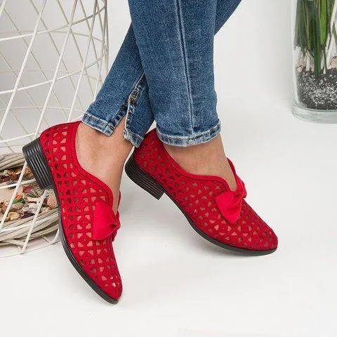 Fashion Pointed Toe Bow Hollow Out Shoes