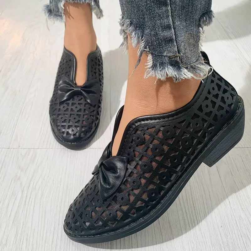 Fashion Pointed Toe Bow Hollow Out Shoes