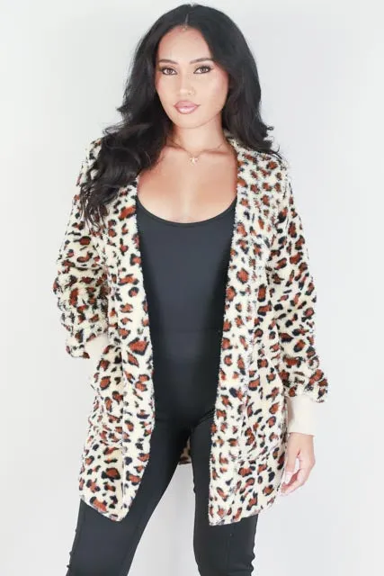 FAUX FUR OPEN FRONT JACKET