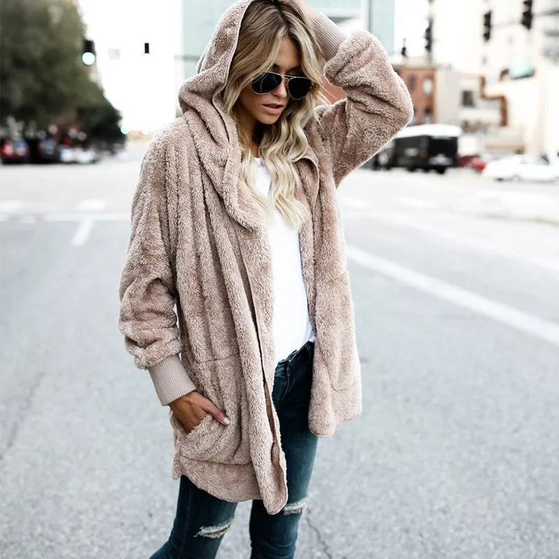 Faux Fur Open Stitch Fuzzy Jacket