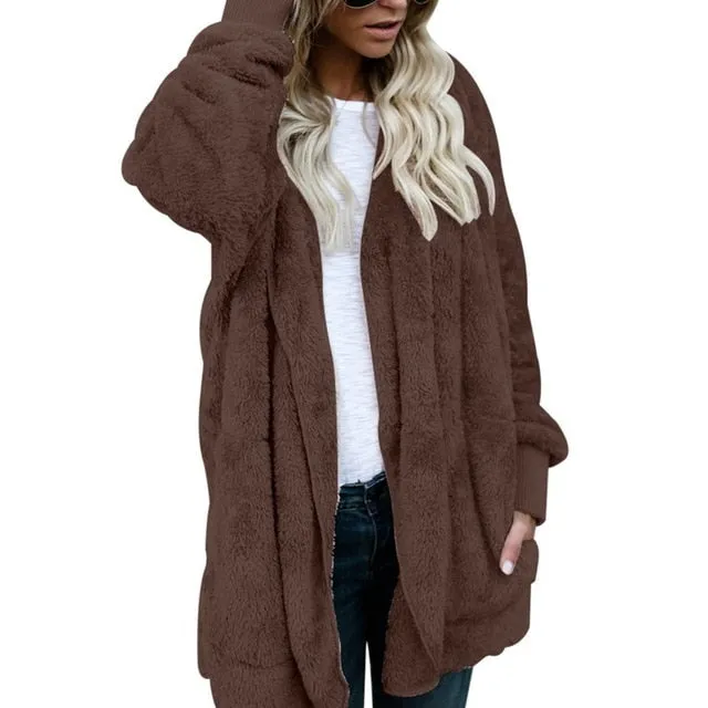 Faux Fur Open Stitch Fuzzy Jacket