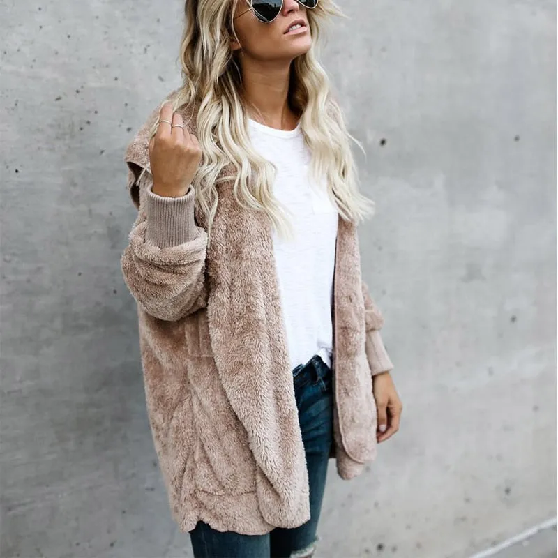 Faux Fur Open Stitch Fuzzy Jacket