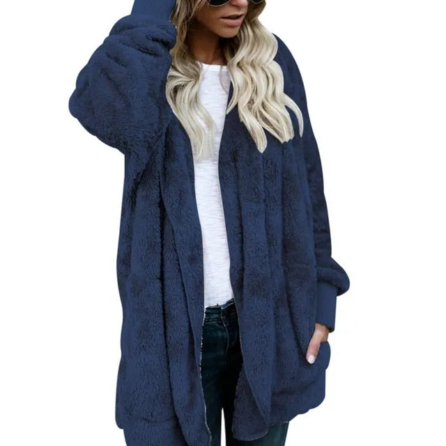 Faux Fur Open Stitch Fuzzy Jacket