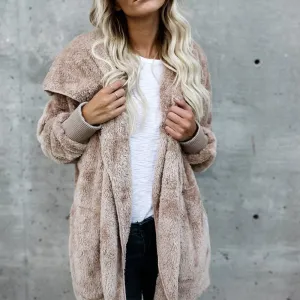 Faux Fur Open Stitch Fuzzy Jacket