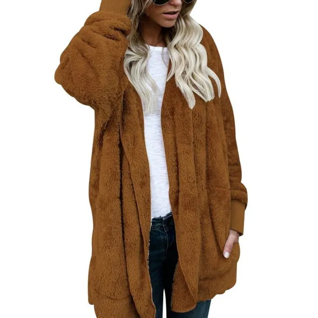 Faux Fur Open Stitch Fuzzy Jacket
