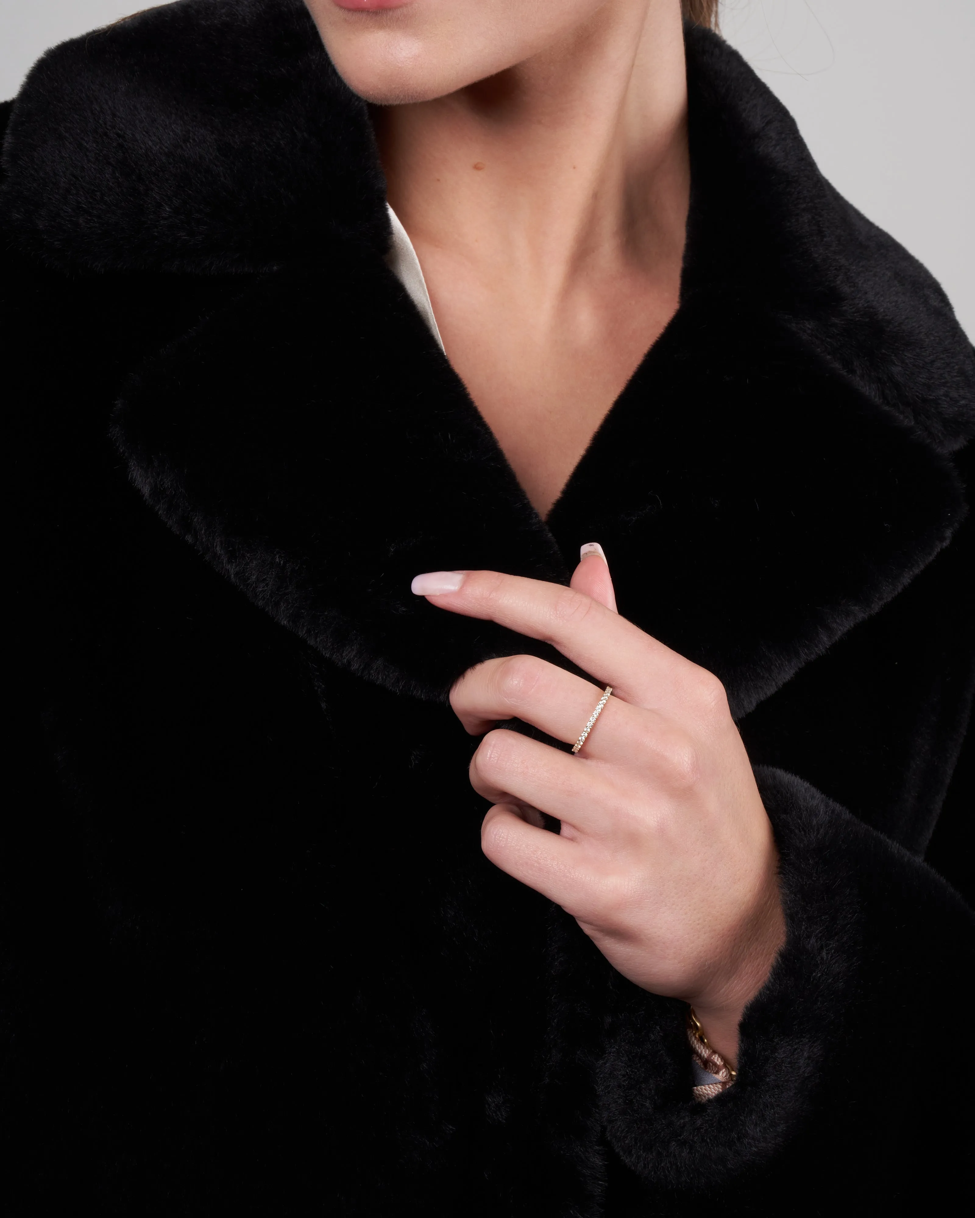 faux fur oversized topper w/ foulard lining - nero 9300