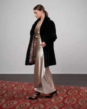 faux fur oversized topper w/ foulard lining - nero 9300