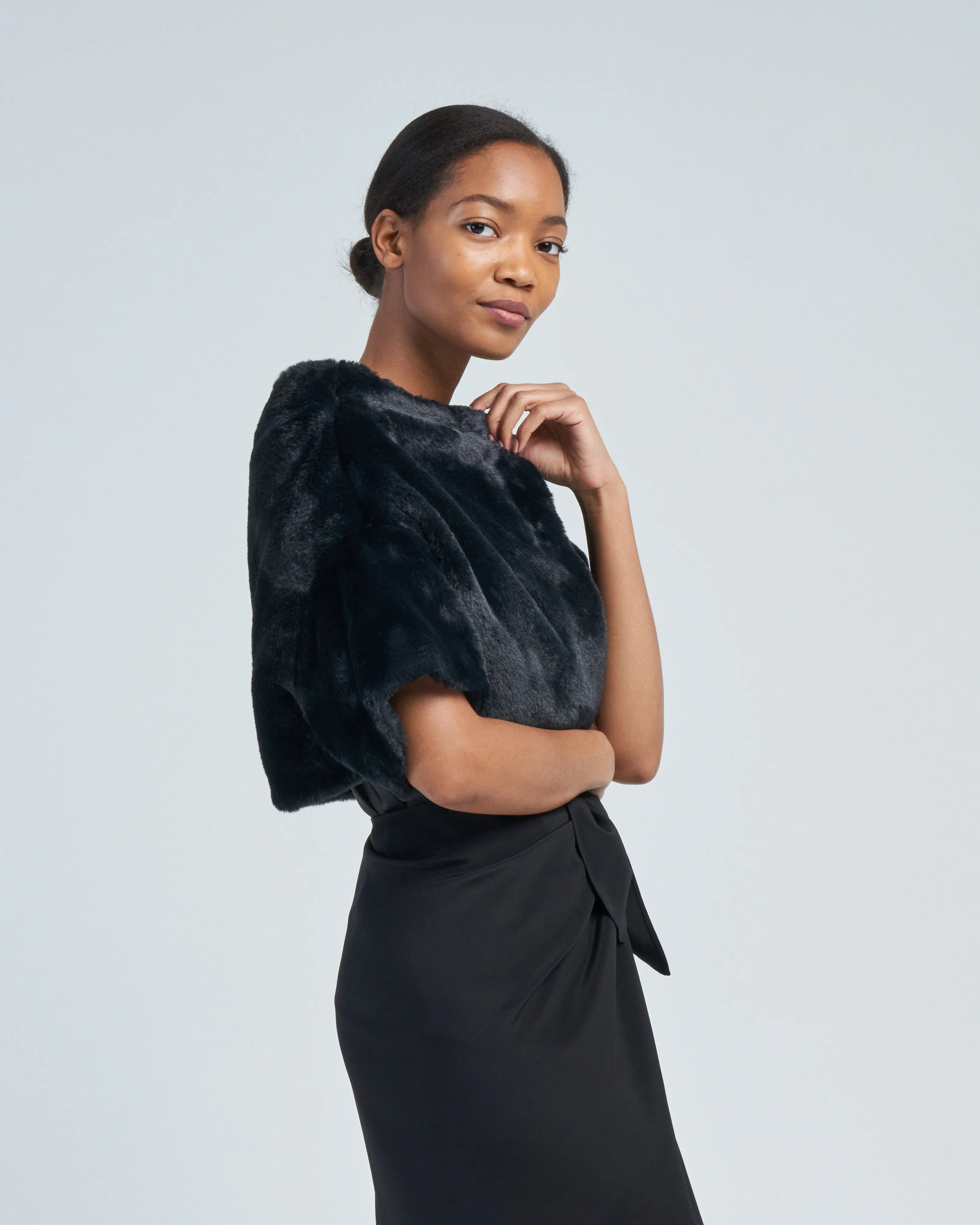 faux fur shrug