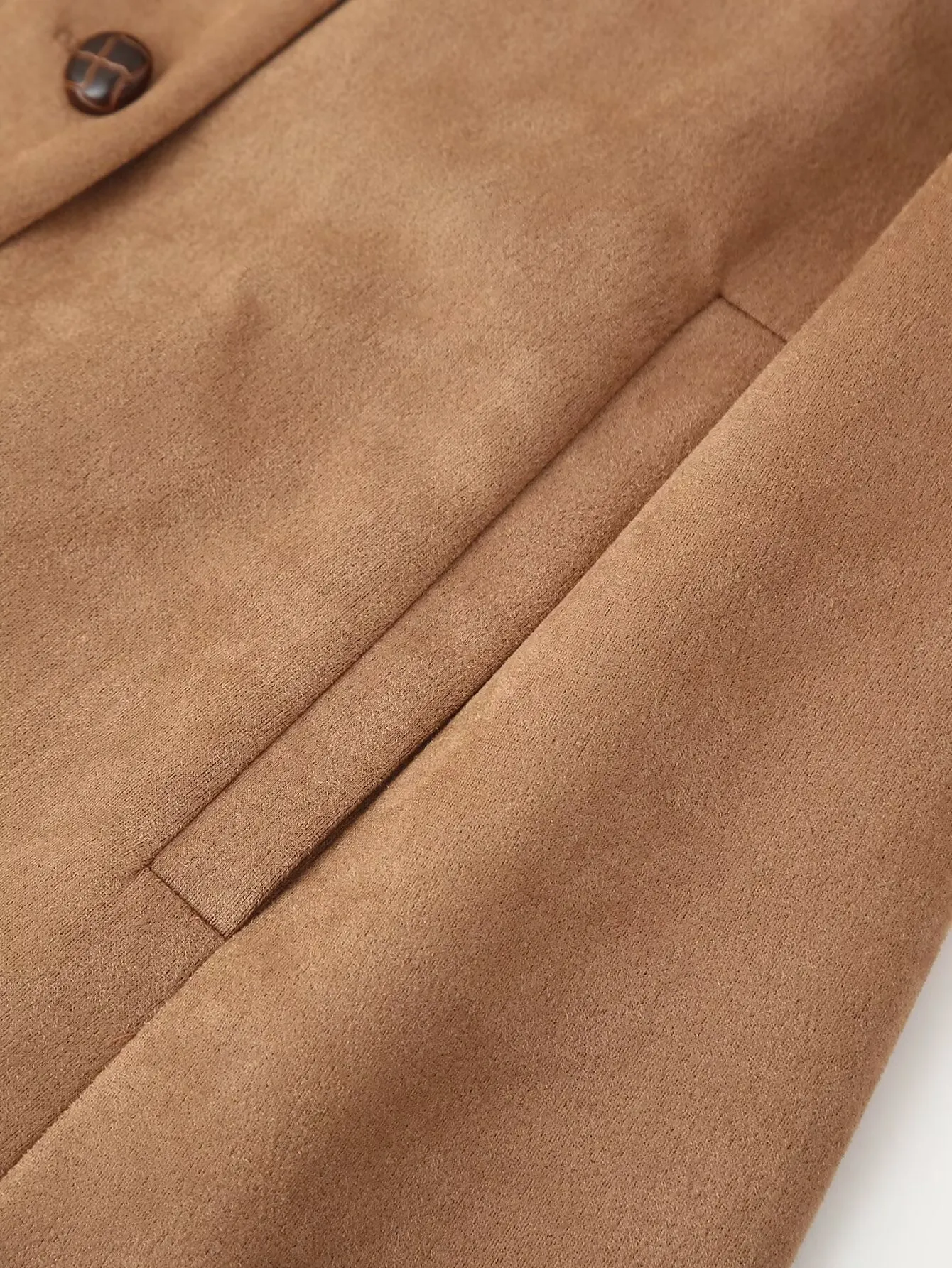 Faux Fur Trim Belted 3/4 Length Coat