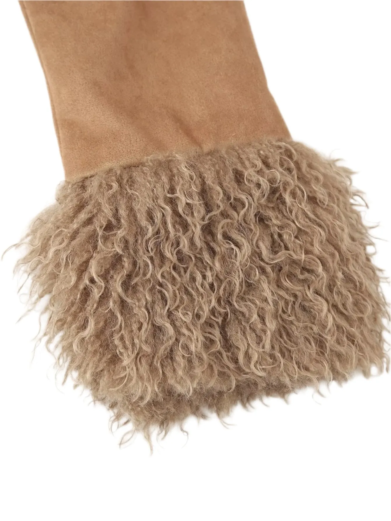 Faux Fur Trim Belted 3/4 Length Coat