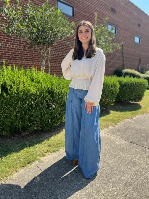 Feeling the Blues Chambray Wide Leg Pants