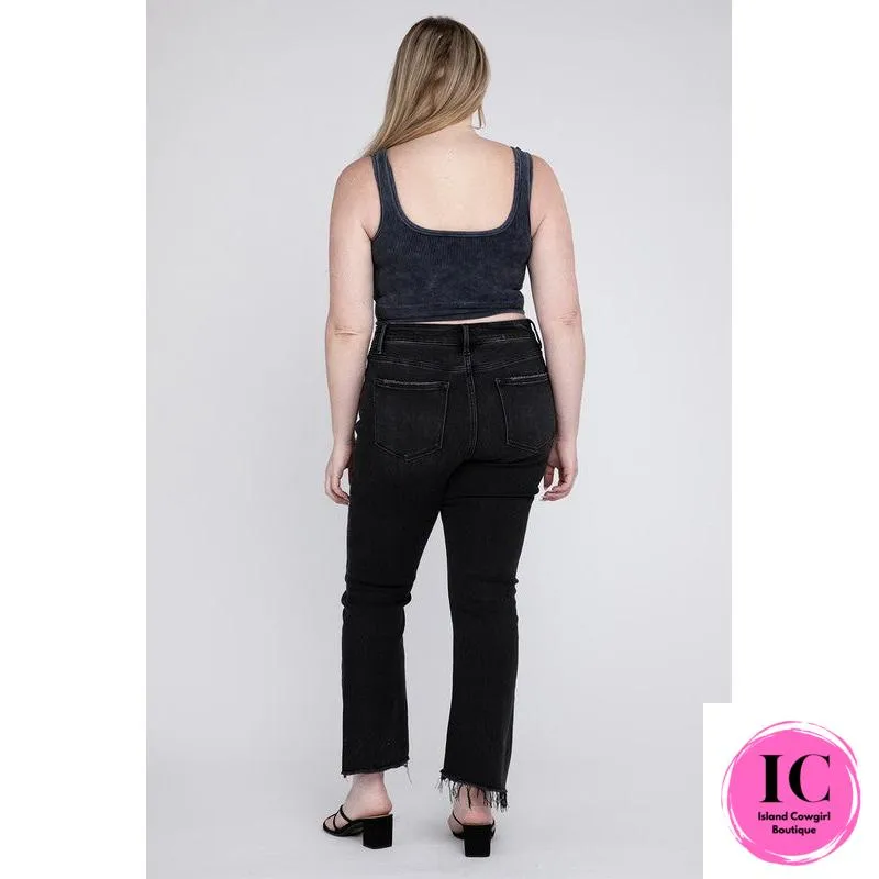 Flying Monkey: Plus Size High Rise Crop Flare Jeans