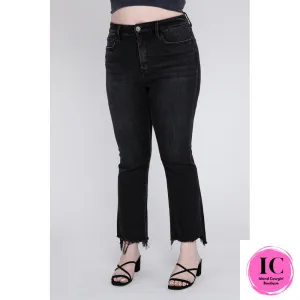 Flying Monkey: Plus Size High Rise Crop Flare Jeans