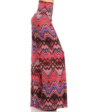 Foldover Palazzo Pants Wonder Chevon Red