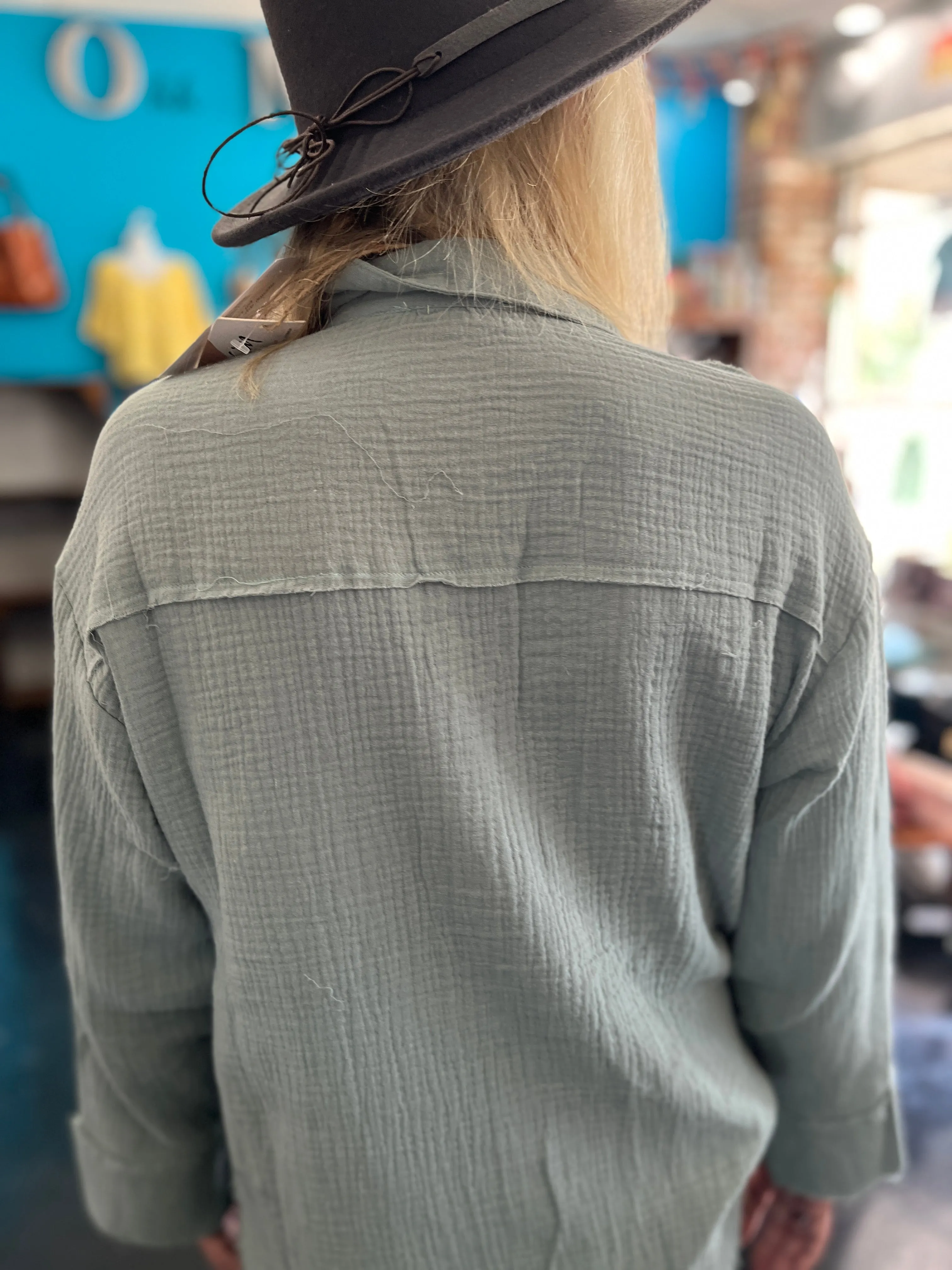 Frayed Hem Button Down Shirt
