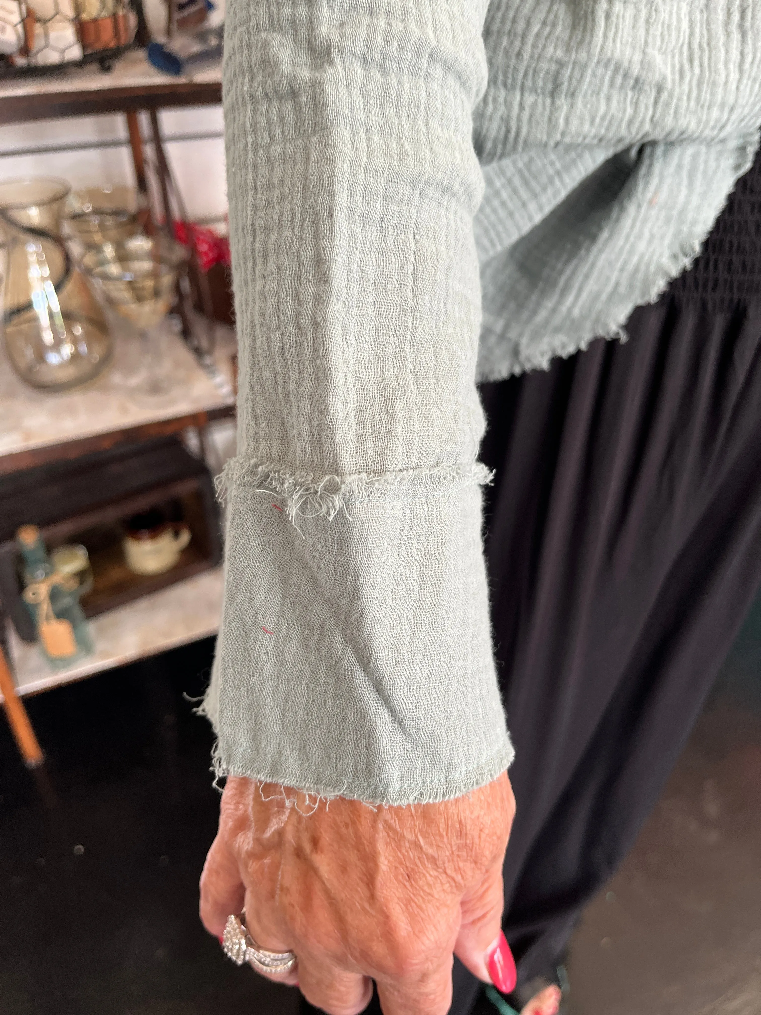 Frayed Hem Button Down Shirt
