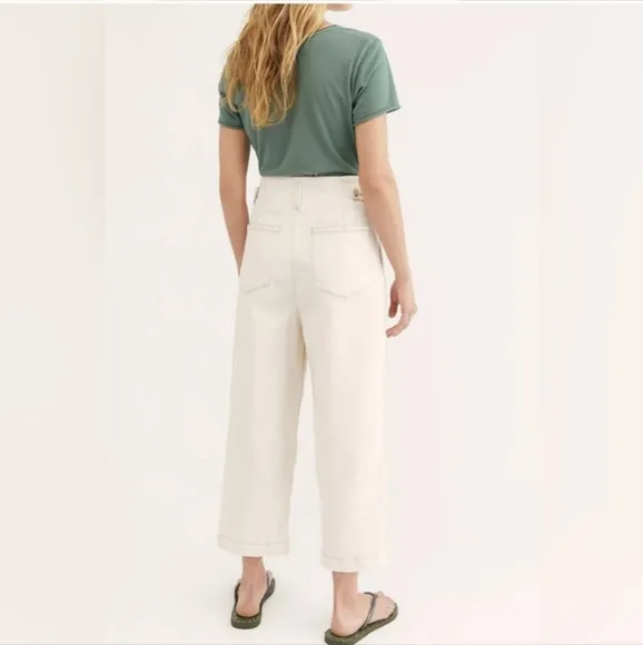 Free People Pleated Carrot Cropped Pants Ecru Size 6