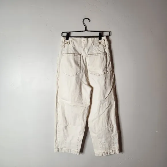 Free People Pleated Carrot Cropped Pants Ecru Size 6